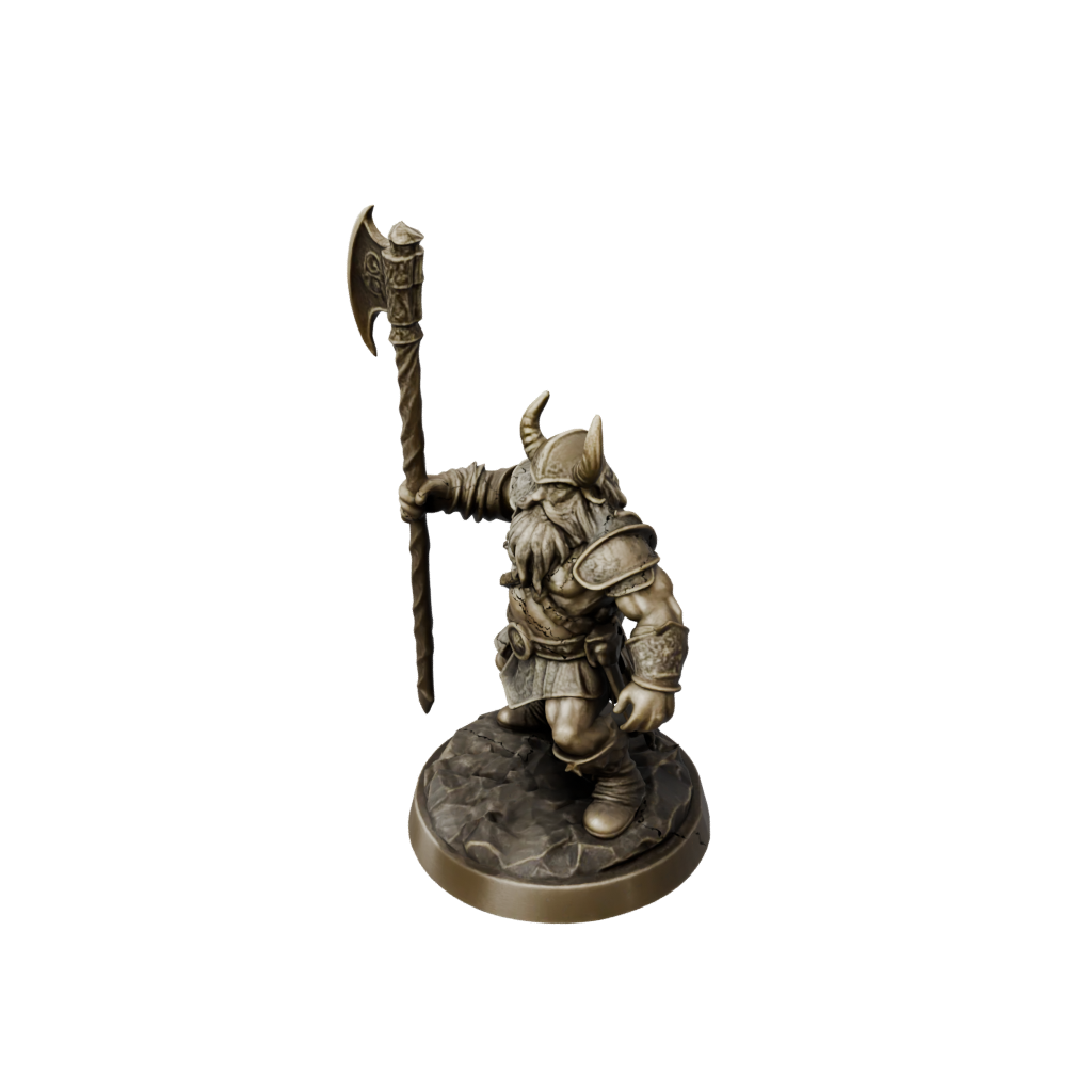 Bronze Dwarf Warrior With Battleaxe