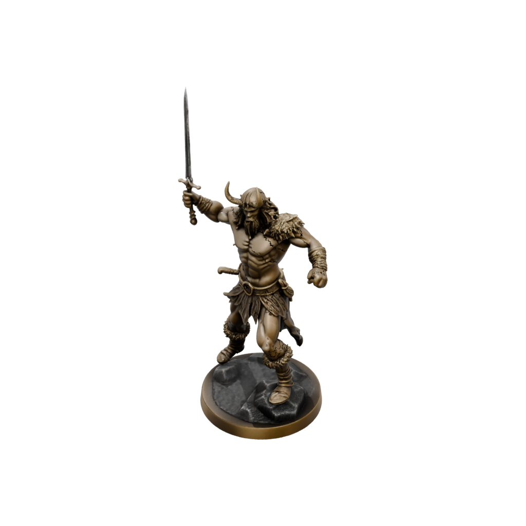 Bronze Barbarian With Greatsword — tabletop minis 3D print model, STL