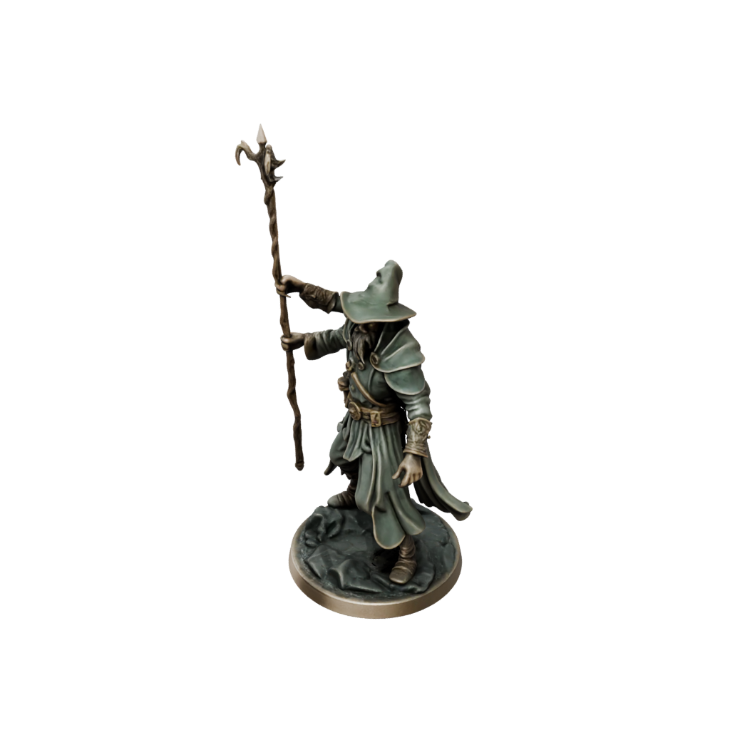 Bronze Battle Wizard With Staff