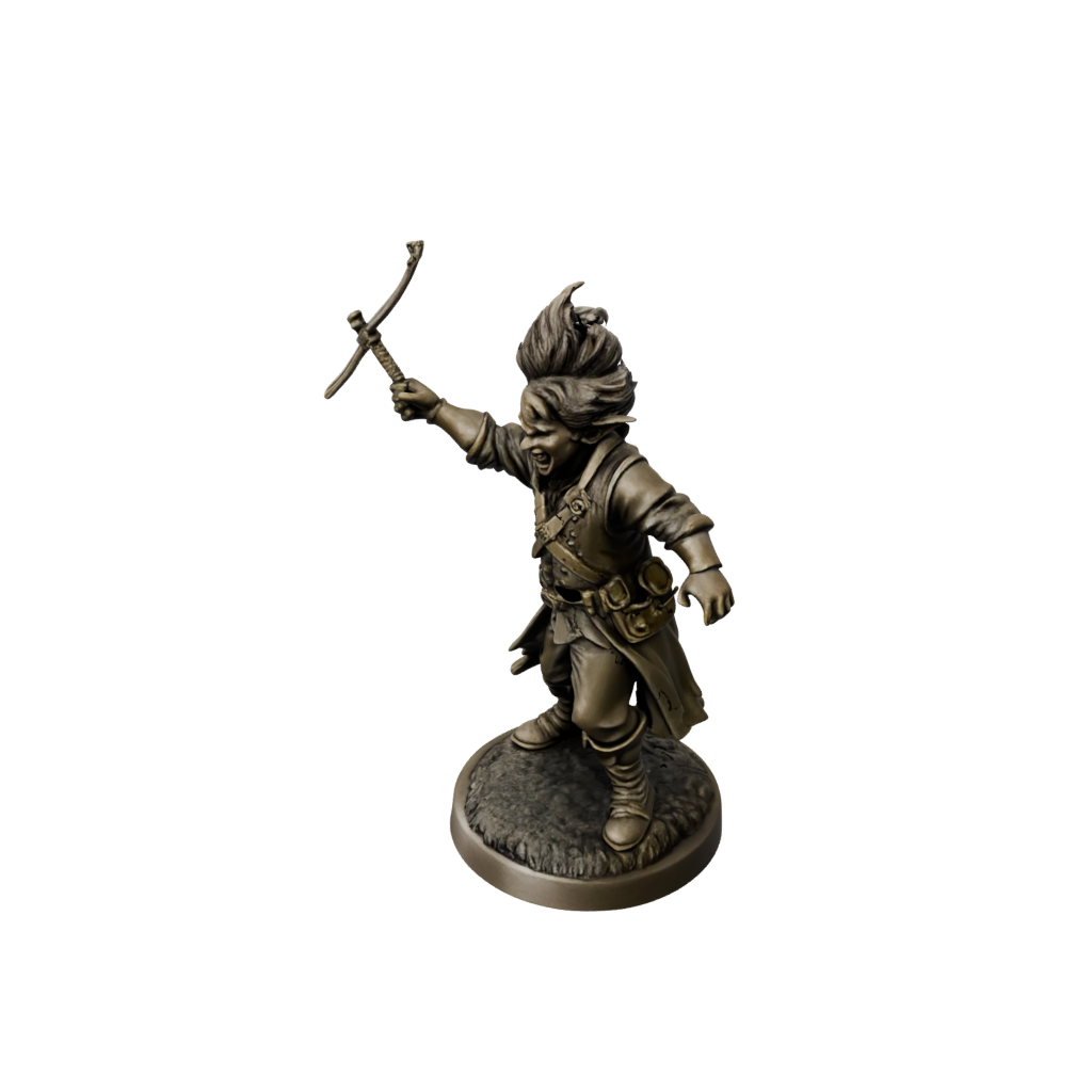 Bronze Halfling Bard — tabletop minis 3D print model, STL