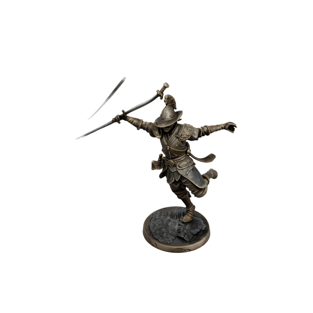 Bronze Human Swordmaster — tabletop minis 3D print model, STL