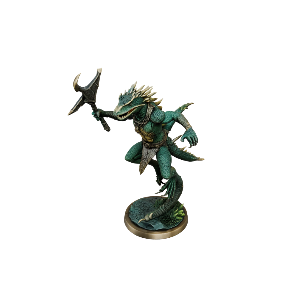 Bronze Lizardfolk Hunter — tabletop minis 3D print model, STL
