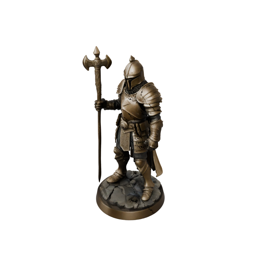 Bronze Armored Paladin With War Maul — tabletop minis 3D print model, STL