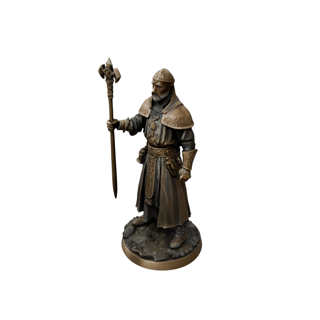 Bronze Cleric Priest With Mace — tabletop minis 3D print model, STL