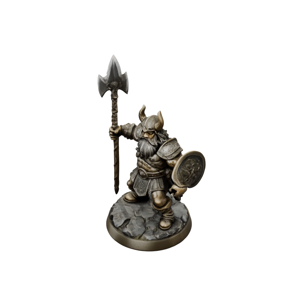 Bronze Dwarf Warrior With Battleaxe — tabletop minis 3D print model, STL