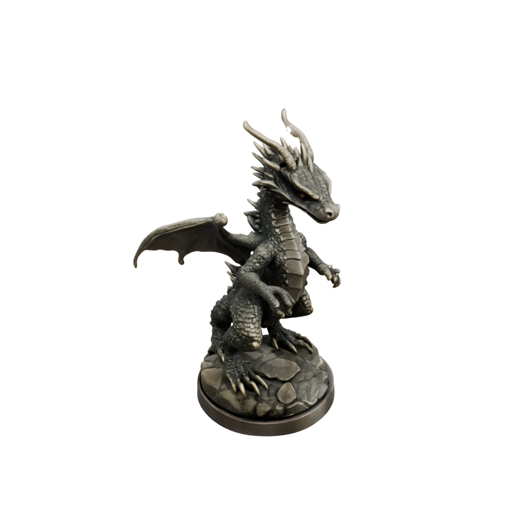 Bronze Young Dragon Wyrmling — tabletop minis 3D print model, STL