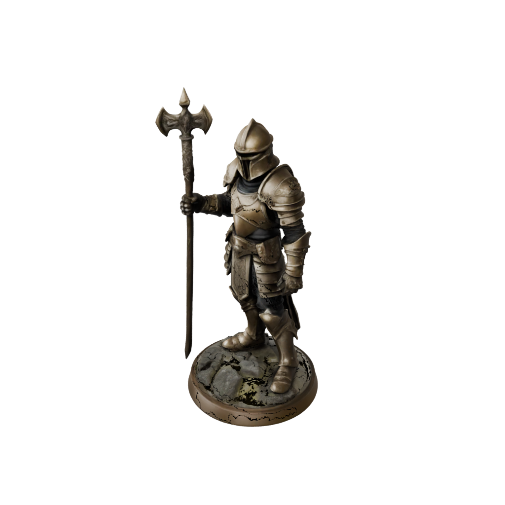Bronze Armored Paladin With War Maul — tabletop minis 3D print model, STL