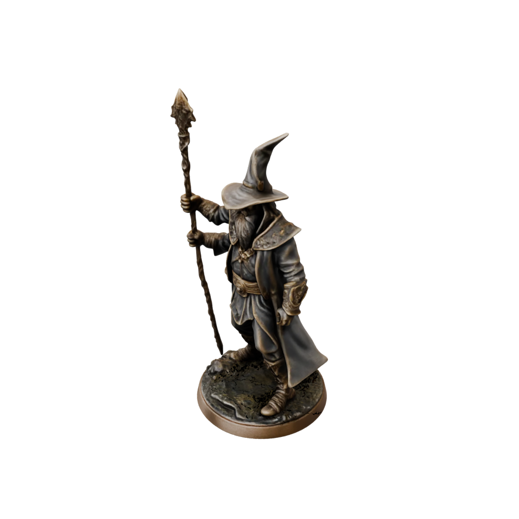 Bronze Battle Wizard With Staff