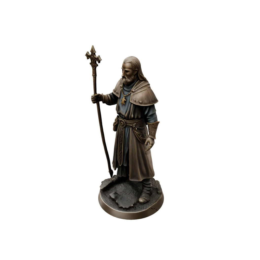 Bronze Cleric Priest With Mace — tabletop minis 3D print model, STL
