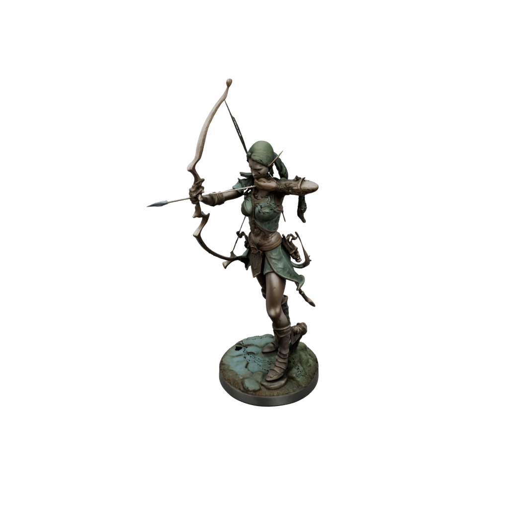 Bronze Elven Ranger Archer — tabletop minis 3D print model, STL