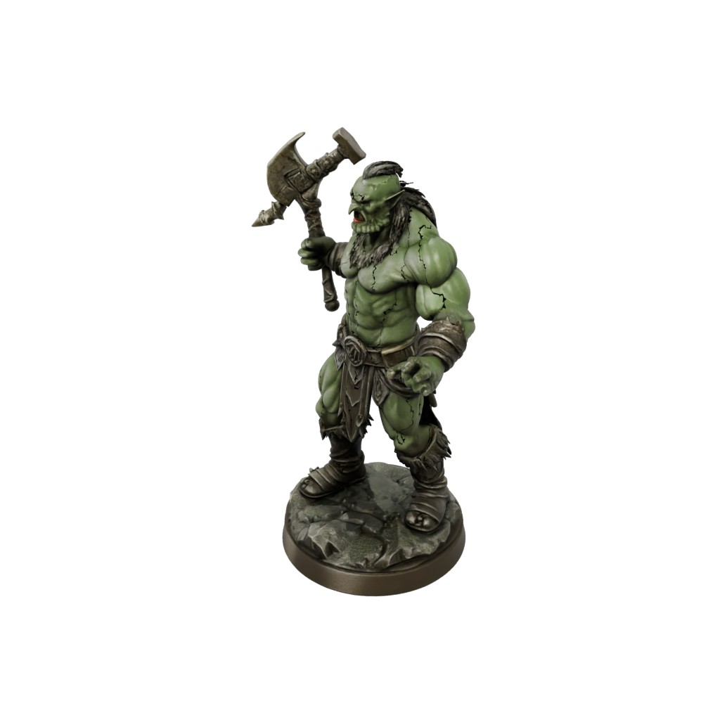 Bronze Half-Orc Berserker — tabletop minis 3D print model, STL
