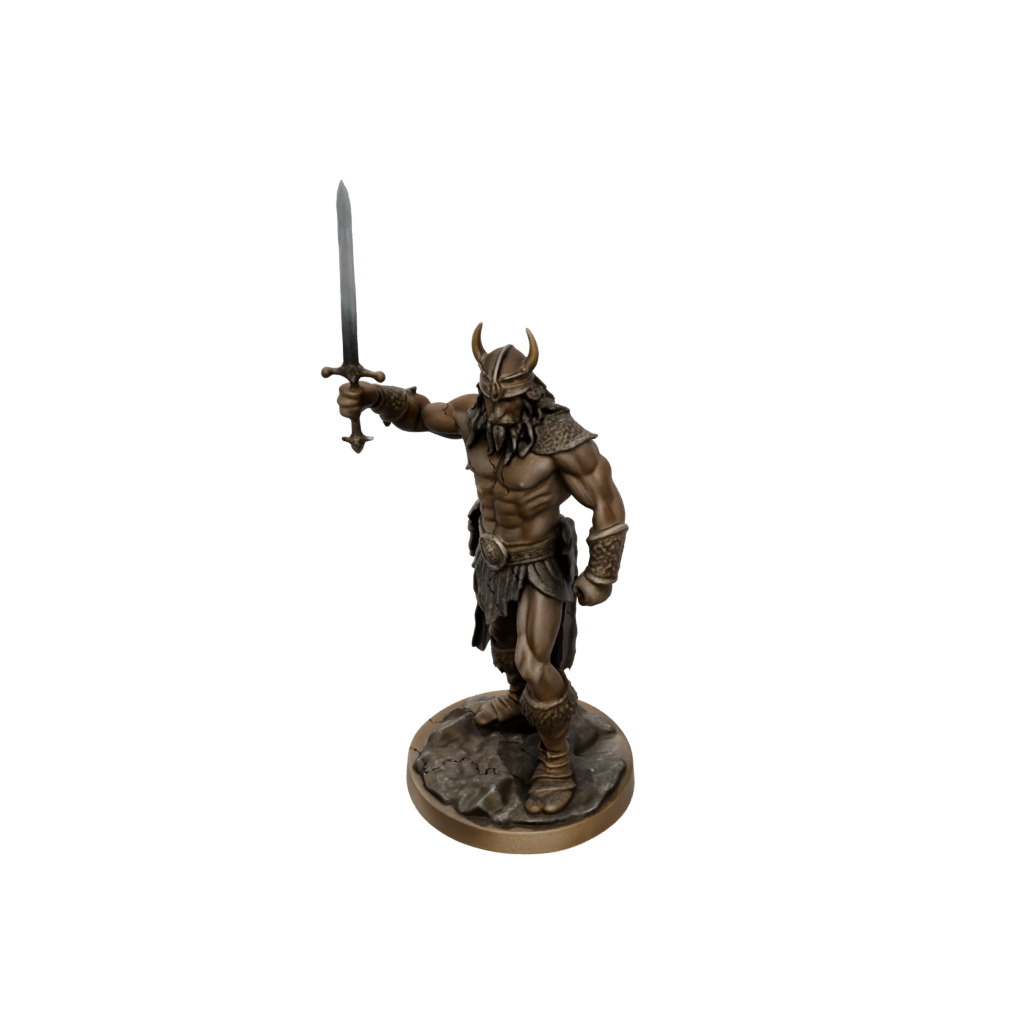 Bronze Barbarian With Greatsword — tabletop minis 3D print model, STL