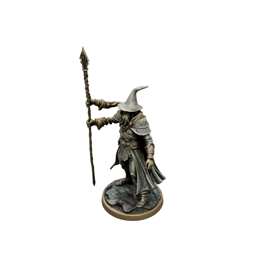 Bronze Battle Wizard With Staff — tabletop minis 3D print model, STL