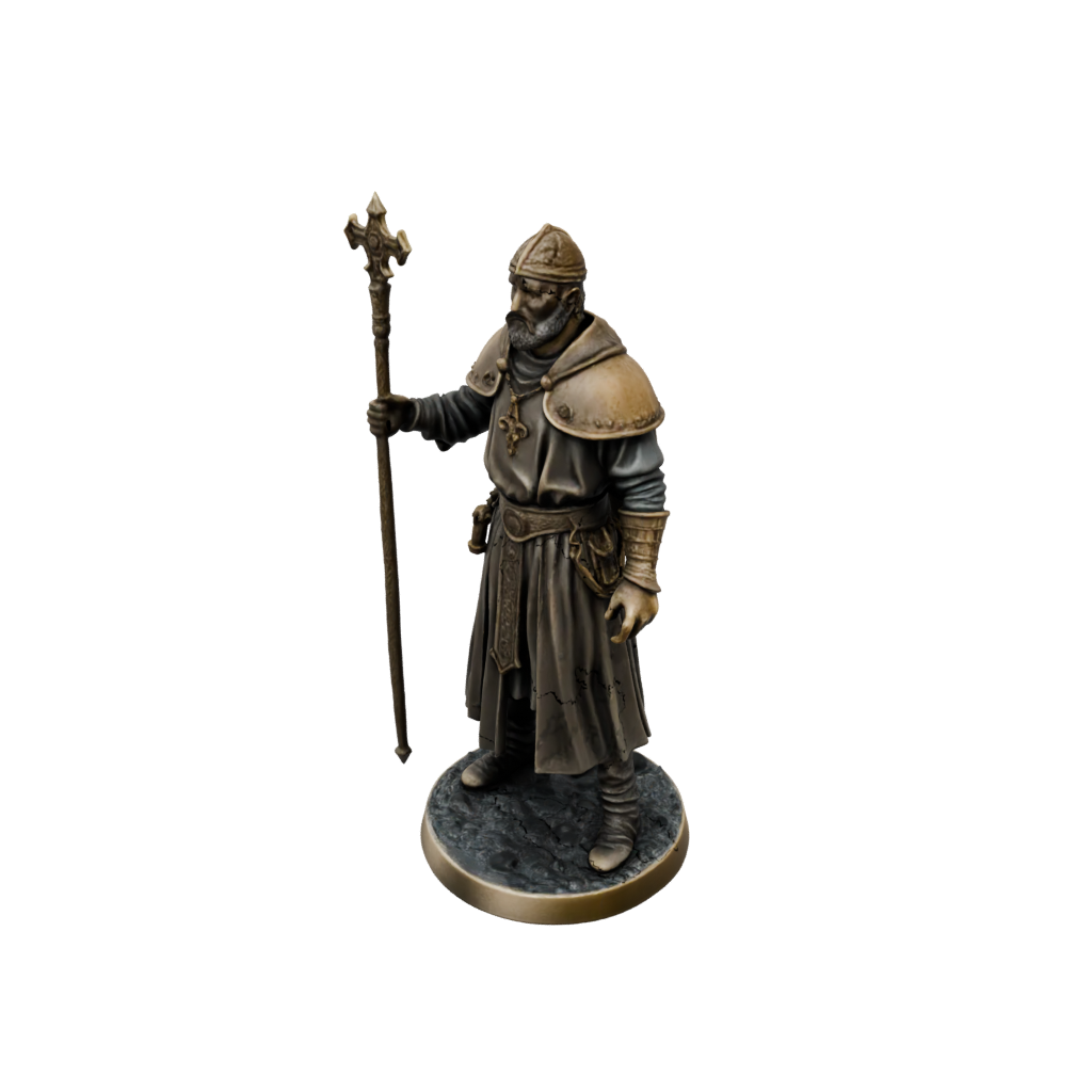 Bronze Cleric Priest With Mace — tabletop minis 3D print model, STL