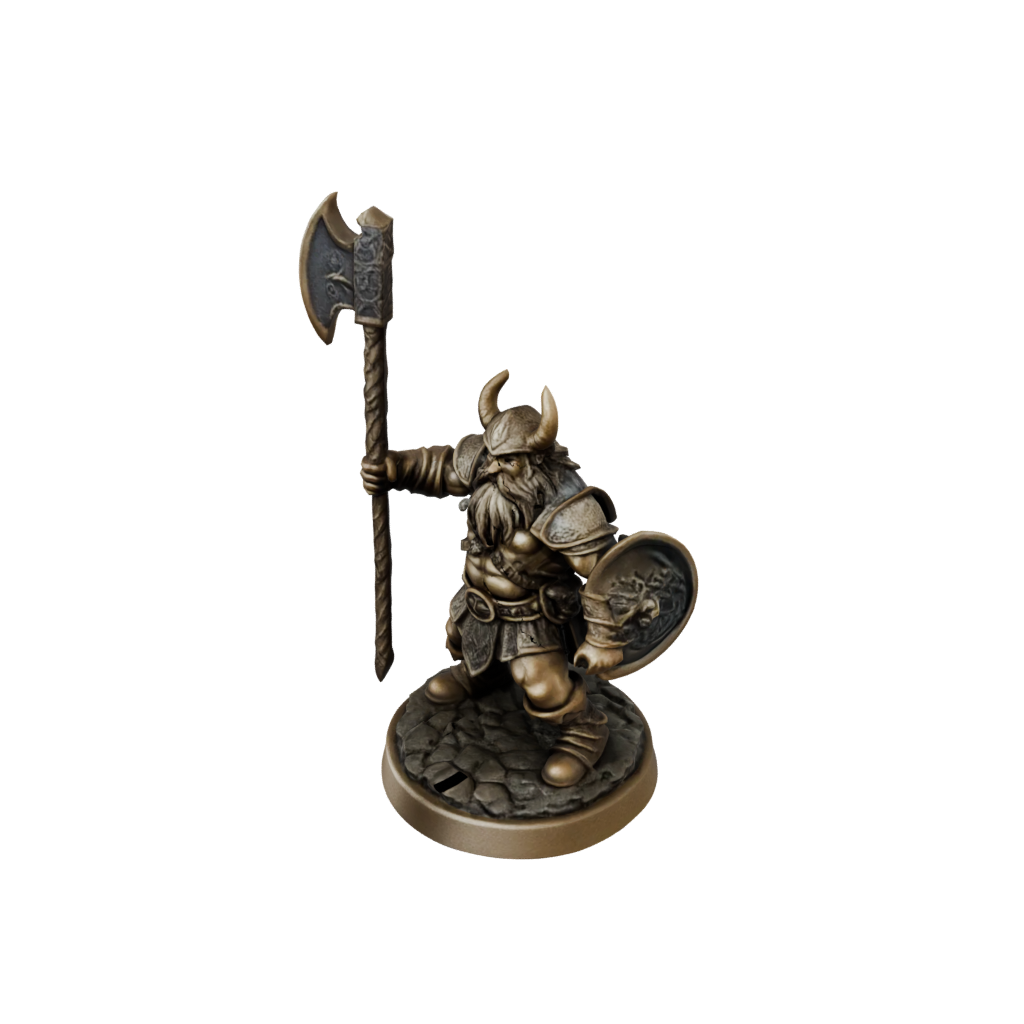 Bronze Dwarf Warrior With Battleaxe