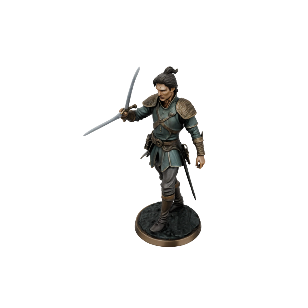 Bronze Human Swordmaster — tabletop minis 3D print model, STL