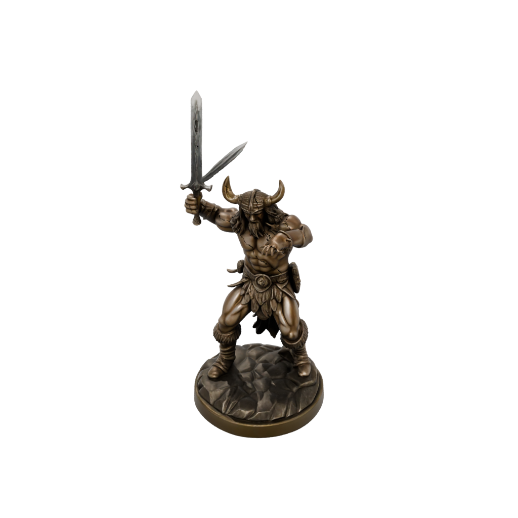 Bronze Barbarian With Greatsword — tabletop minis 3D print model, STL