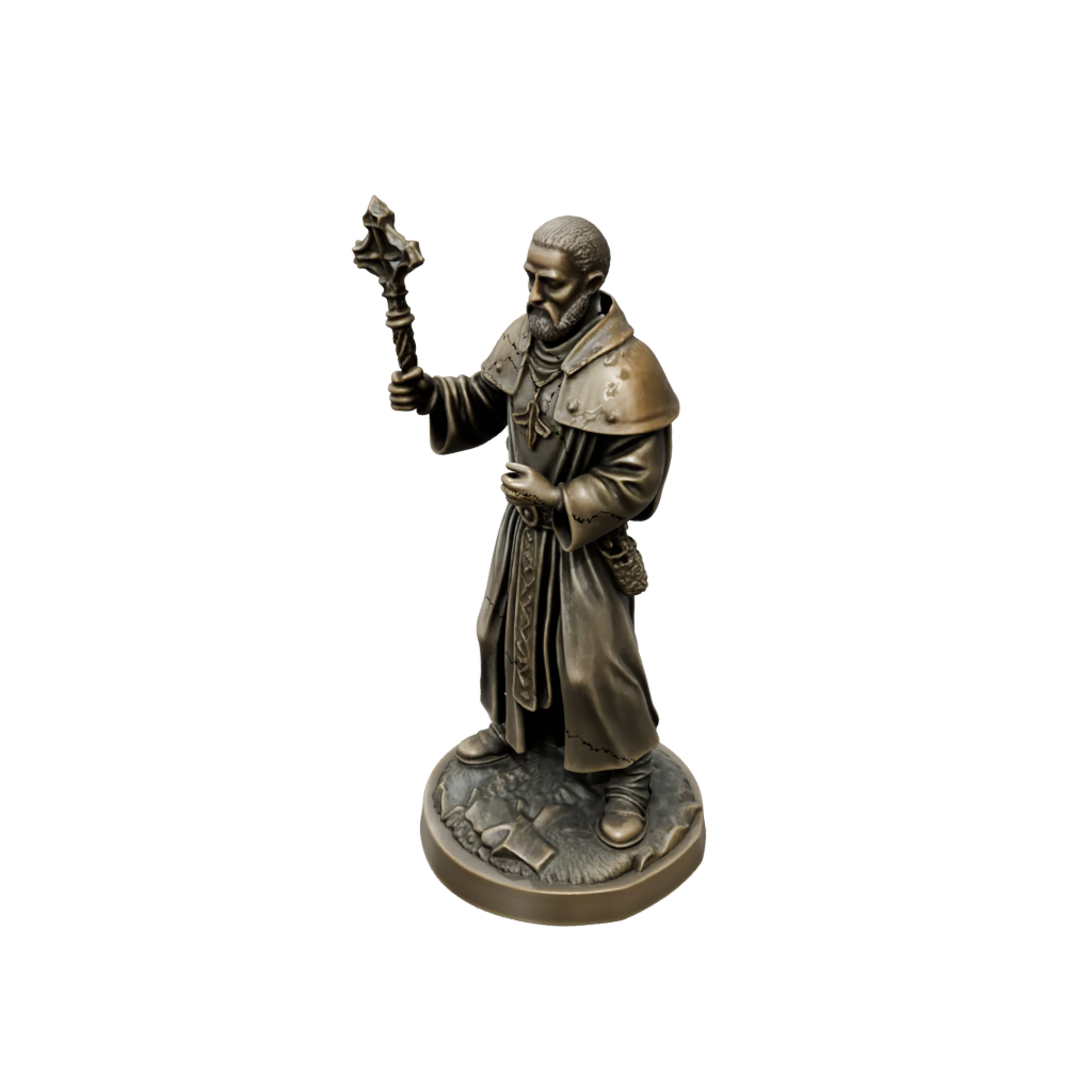 Bronze Cleric Priest With Mace — tabletop minis 3D print model, STL