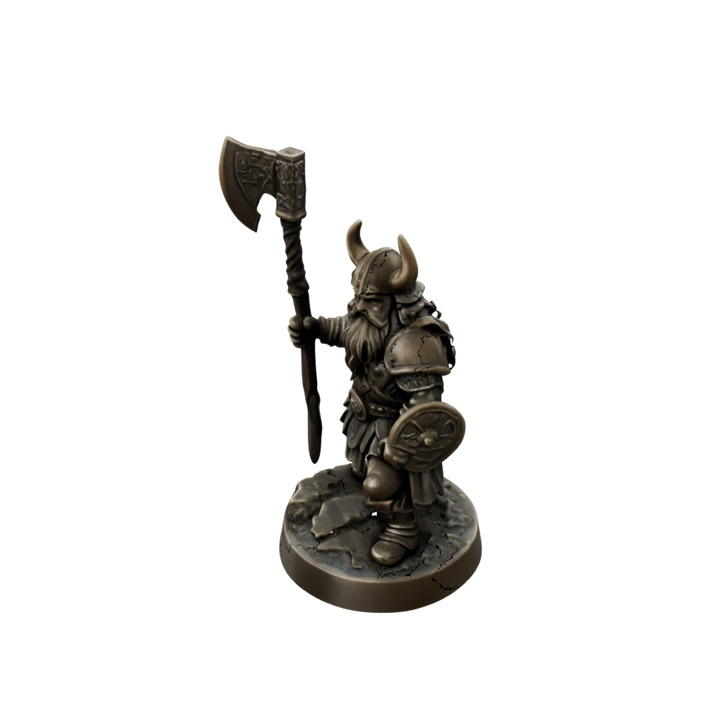 Bronze Dwarf Warrior With Battleaxe