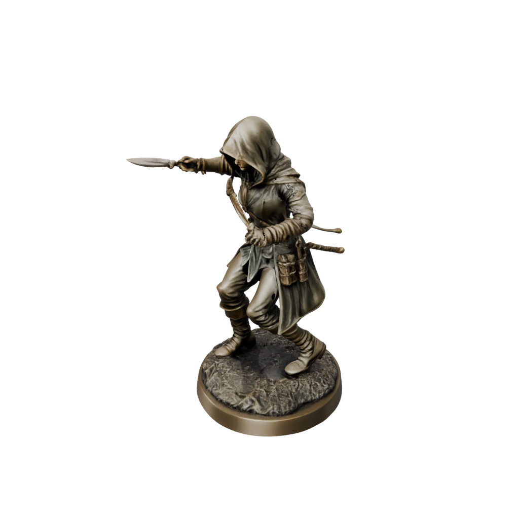 Bronze Hooded Rogue With Daggers