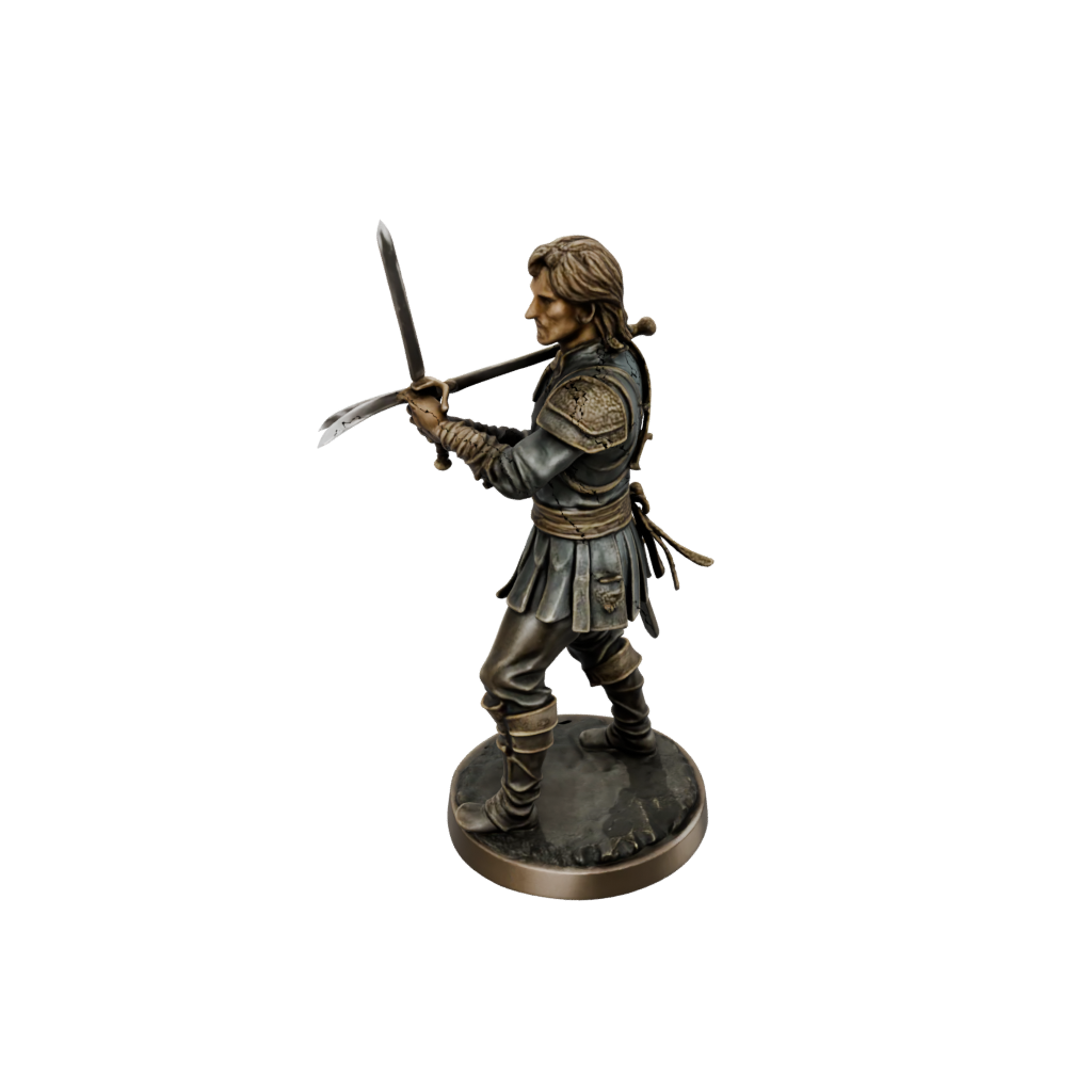 Bronze Human Swordmaster — tabletop minis 3D print model, STL