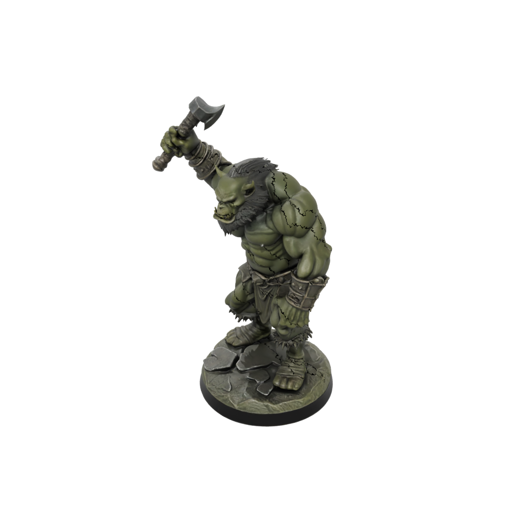 Bronze Orc Brute With Cleaver — tabletop minis 3D print model, STL