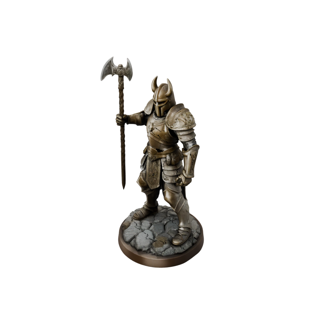 Bronze Armored Paladin With War Maul — tabletop minis 3D print model, STL