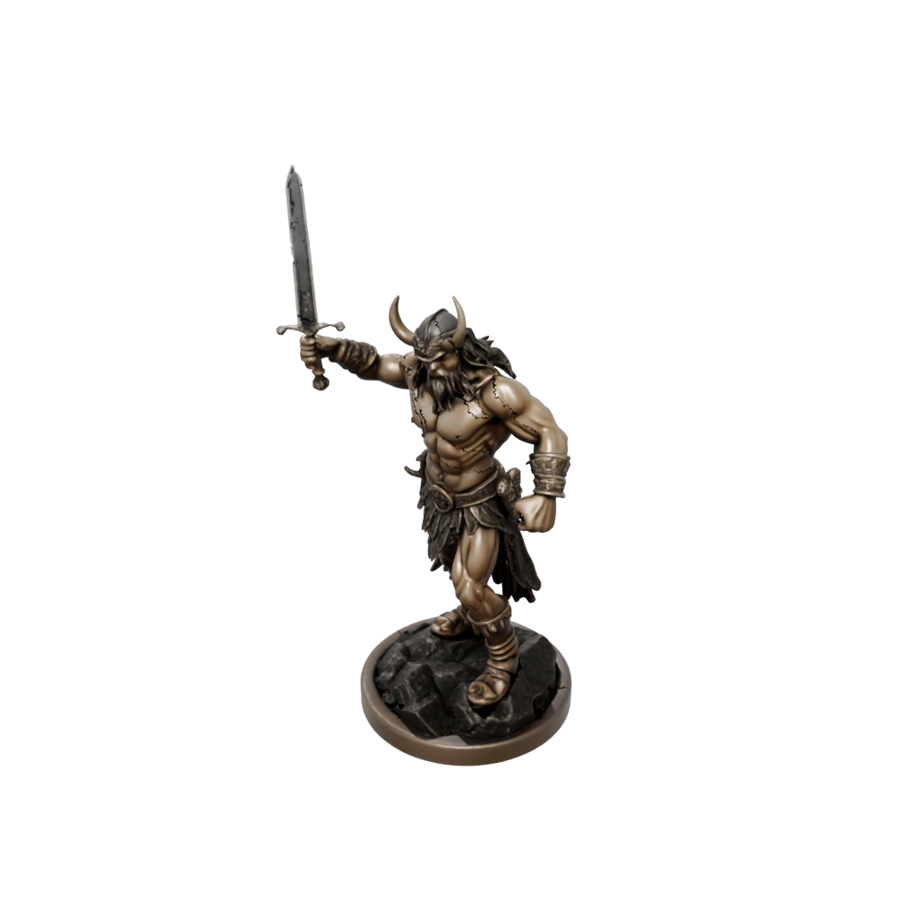 Bronze Barbarian With Greatsword — tabletop minis 3D print model, STL