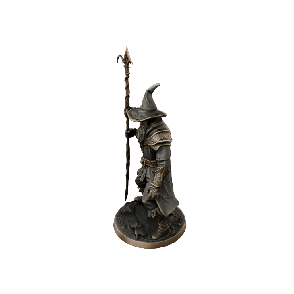 Bronze Battle Wizard With Staff — tabletop minis 3D print model, STL