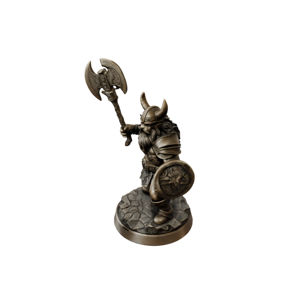 Bronze Dwarf Warrior With Battleaxe