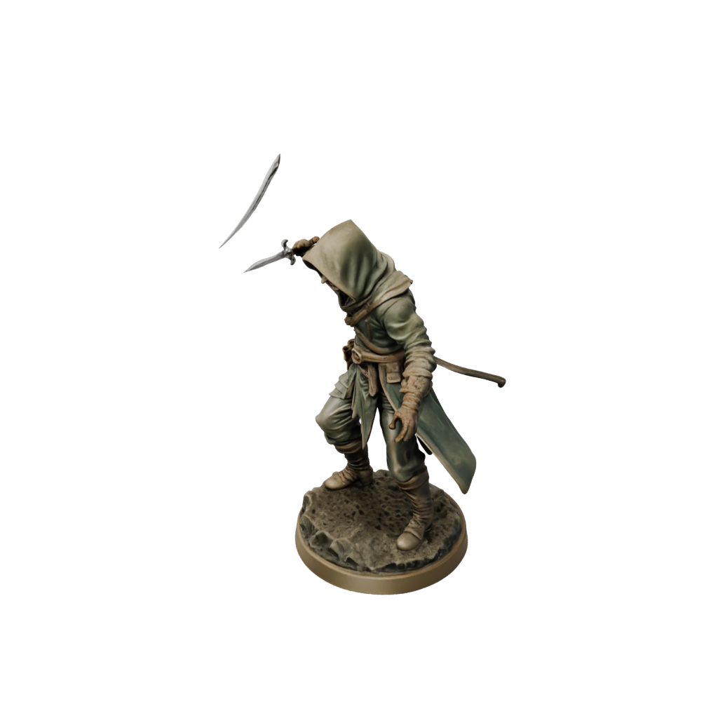 Bronze Hooded Rogue With Daggers