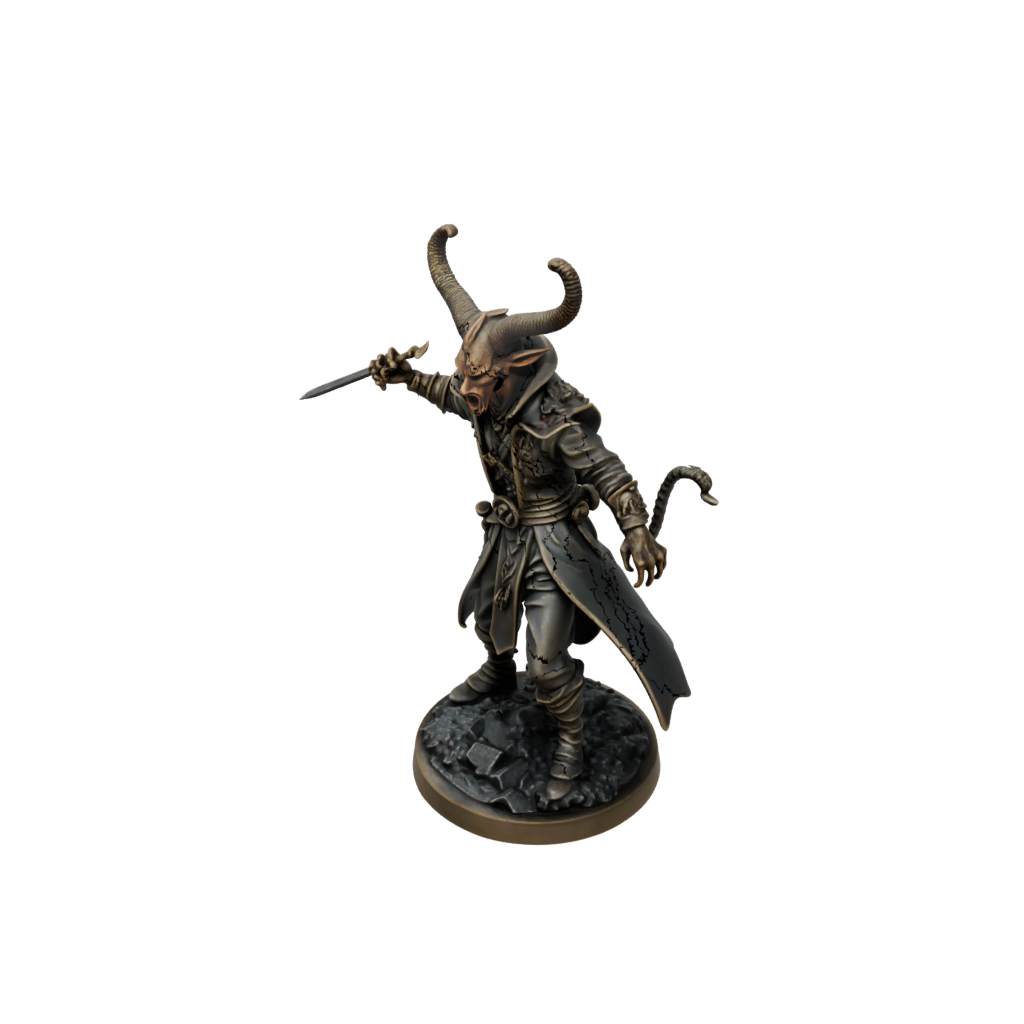 Bronze Tiefling Warlock — tabletop minis 3D print model, STL