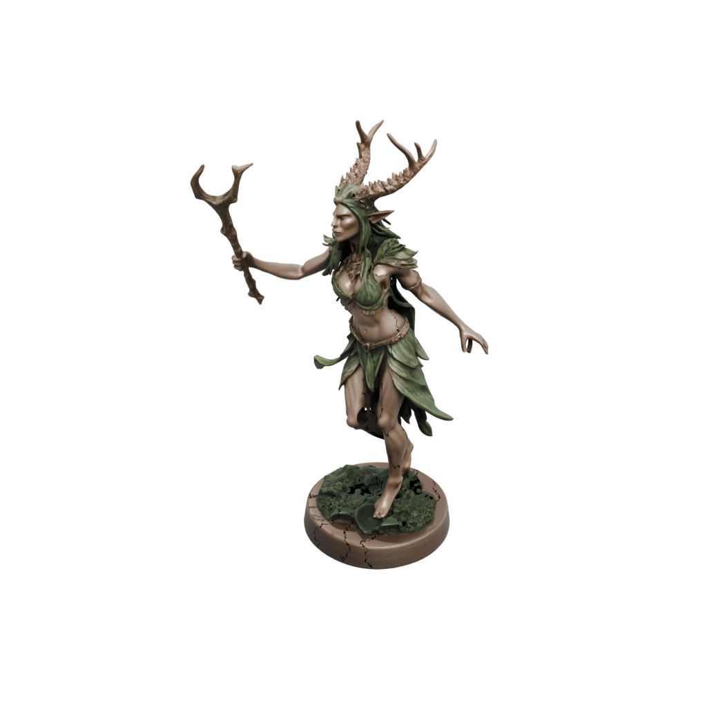 Bronze Wood-Elf Druid — tabletop minis 3D print model, STL