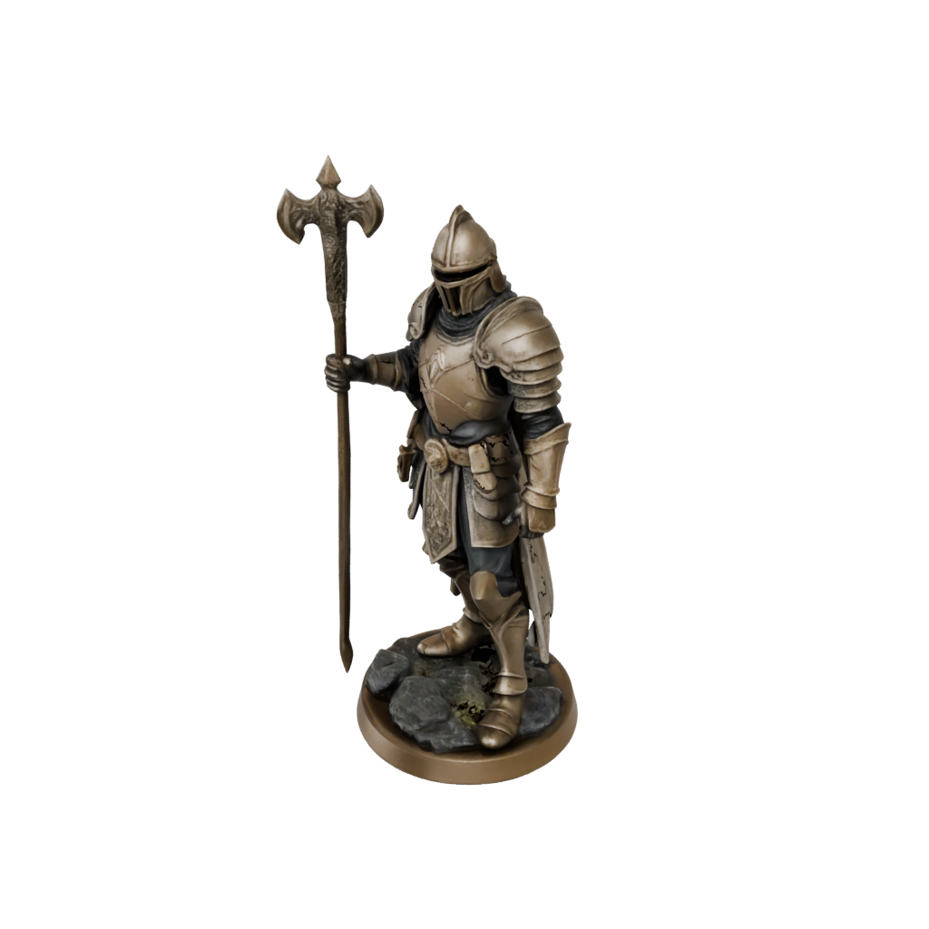 Bronze Armored Paladin With War Maul — tabletop minis 3D print model, STL