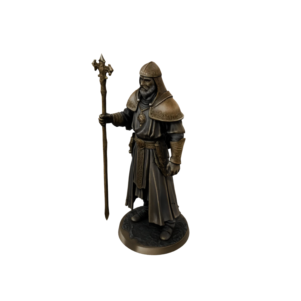 Bronze Cleric Priest With Mace