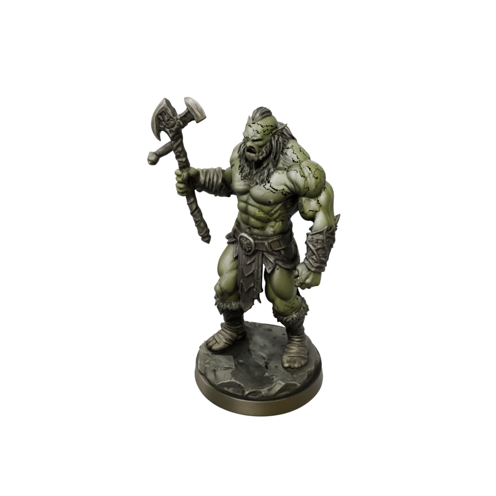 Bronze Half-Orc Berserker — tabletop minis 3D print model, STL