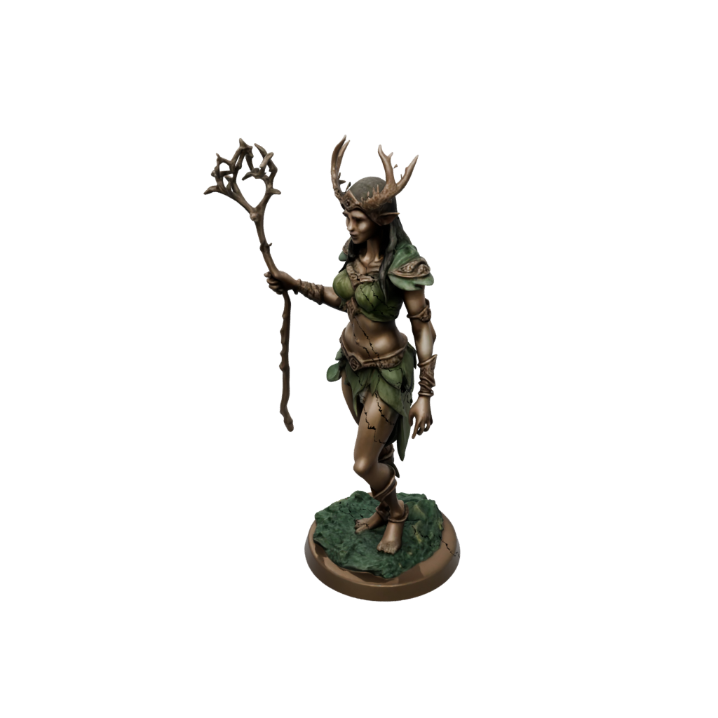 Bronze Wood-Elf Druid — tabletop minis 3D print model, STL