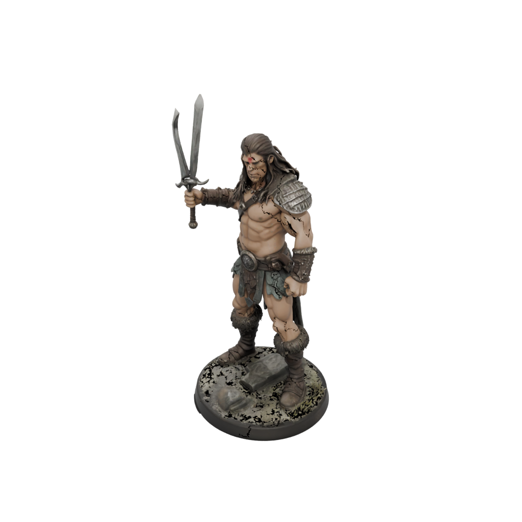 Camo Barbarian With Greatsword — tabletop minis 3D print model, STL