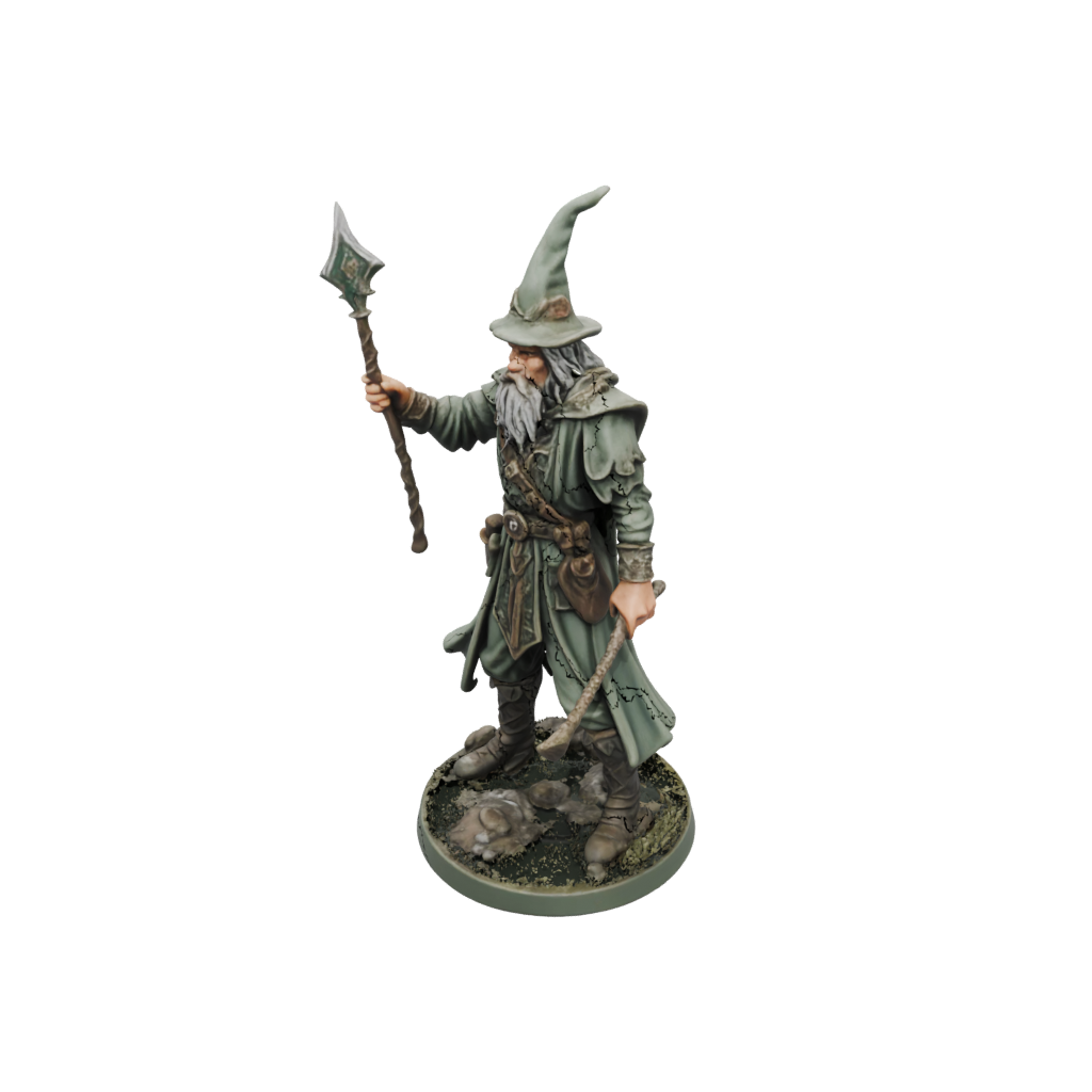 Camo Battle Wizard With Staff — tabletop minis 3D print model, STL