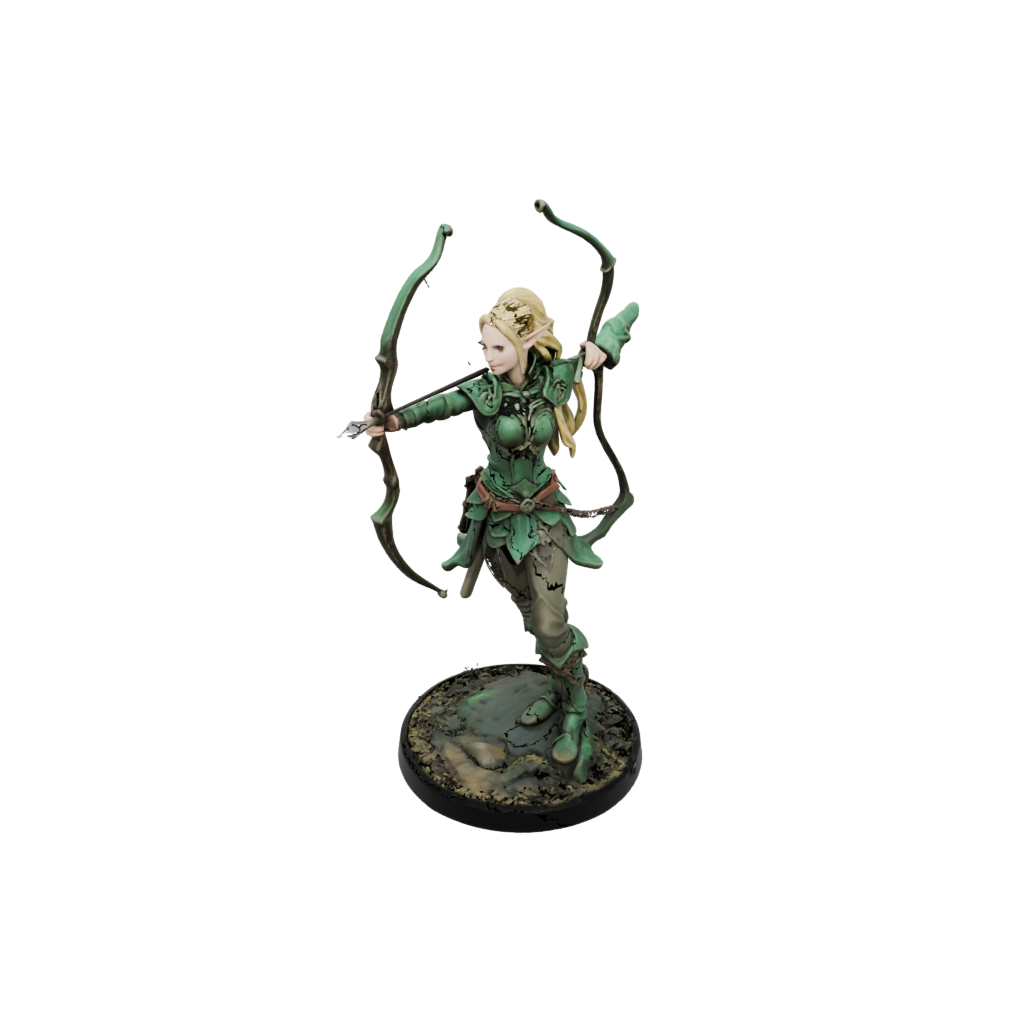 Camo Elven Ranger Archer — tabletop minis 3D print model, STL