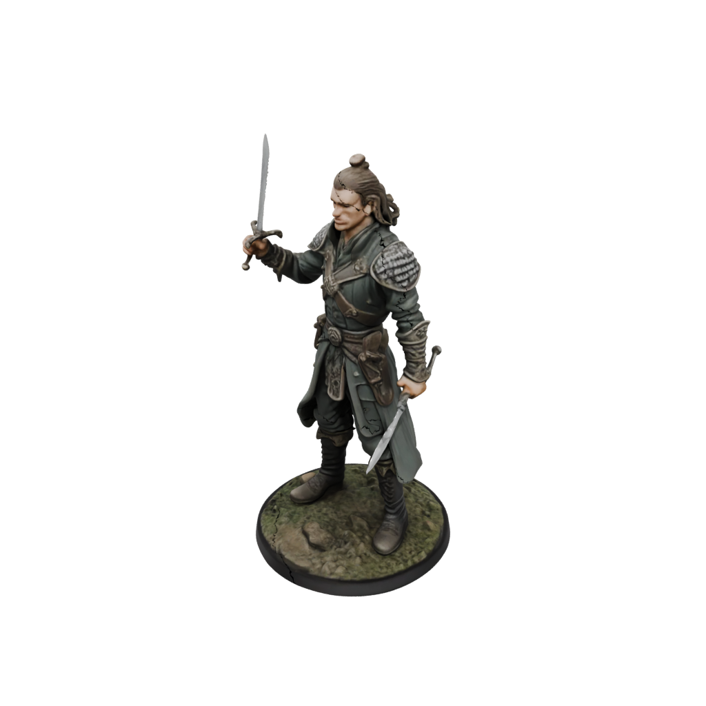 Camo Human Swordmaster — tabletop minis 3D print model, STL