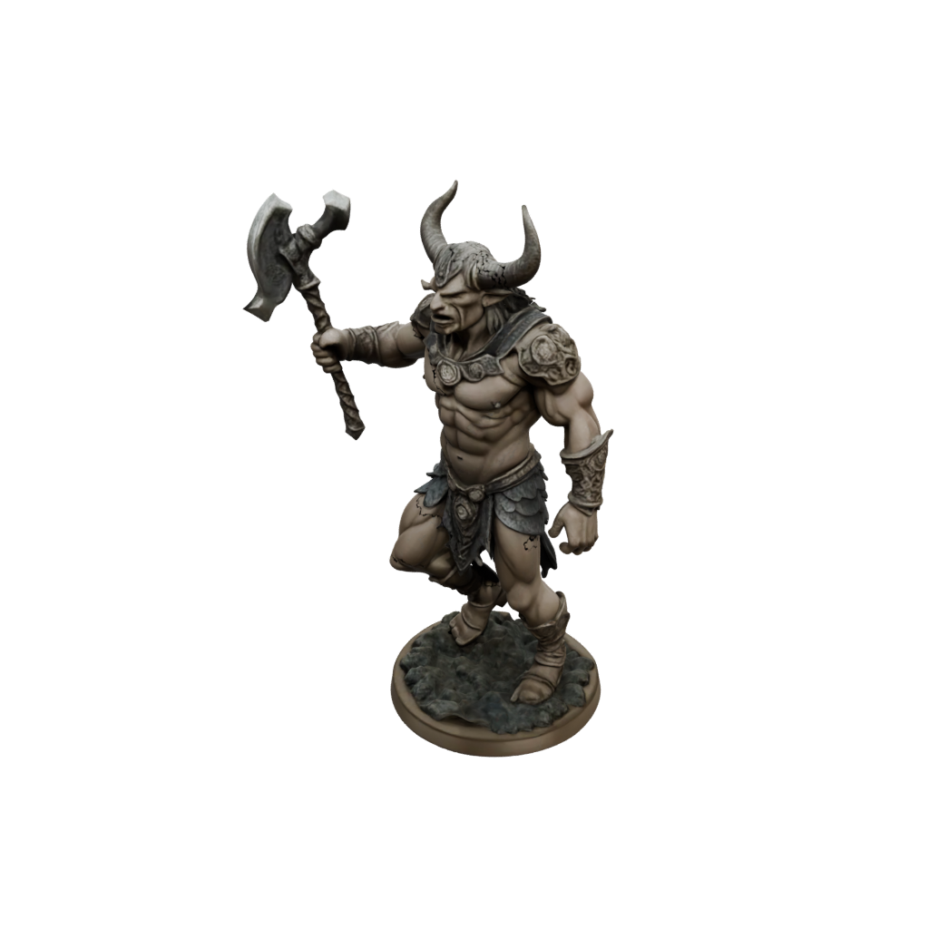 Camo Minotaur Gladiator — tabletop minis 3D print model, STL