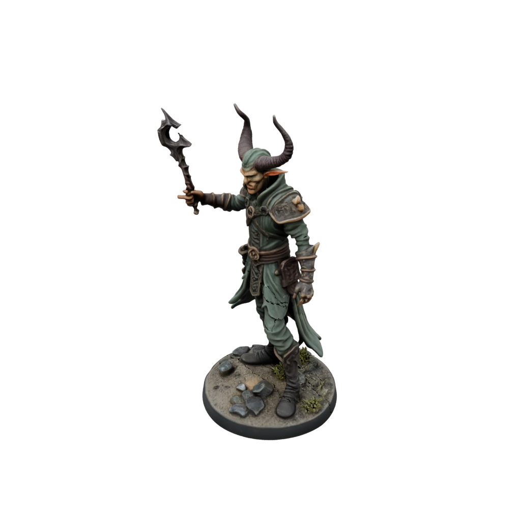Camo Tiefling Warlock — tabletop minis 3D print model, STL