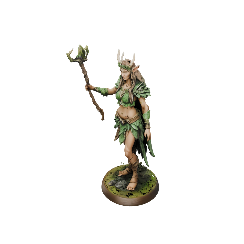 Camo Wood-Elf Druid — tabletop minis 3D print model, STL