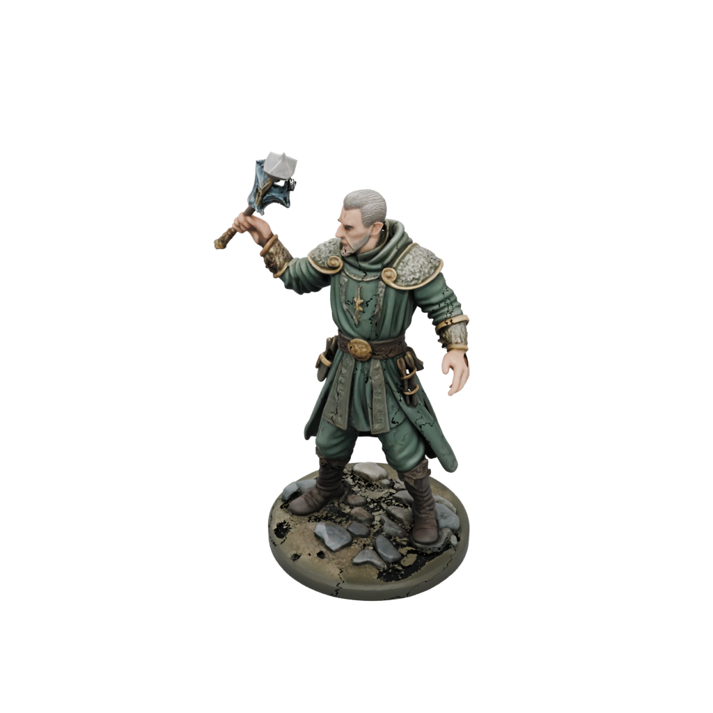 Camo Cleric Priest With Mace — tabletop minis 3D print model, STL
