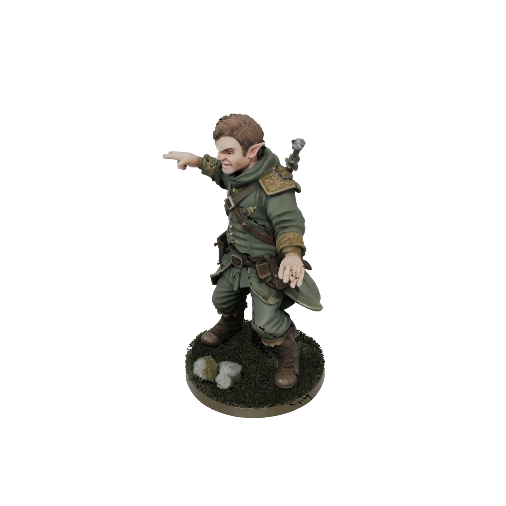 Camo Halfling Bard — tabletop minis 3D print model, STL