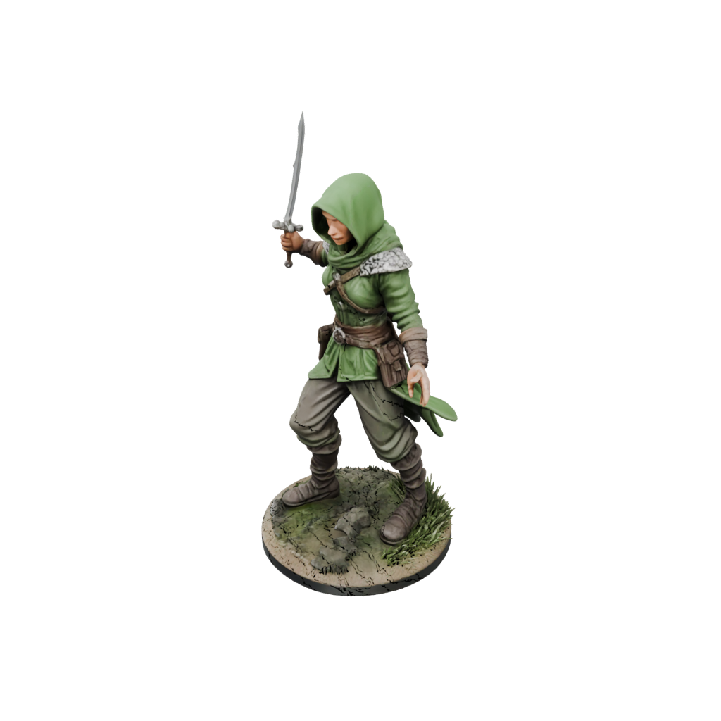 Camo Hooded Rogue With Daggers — tabletop minis 3D print model, STL