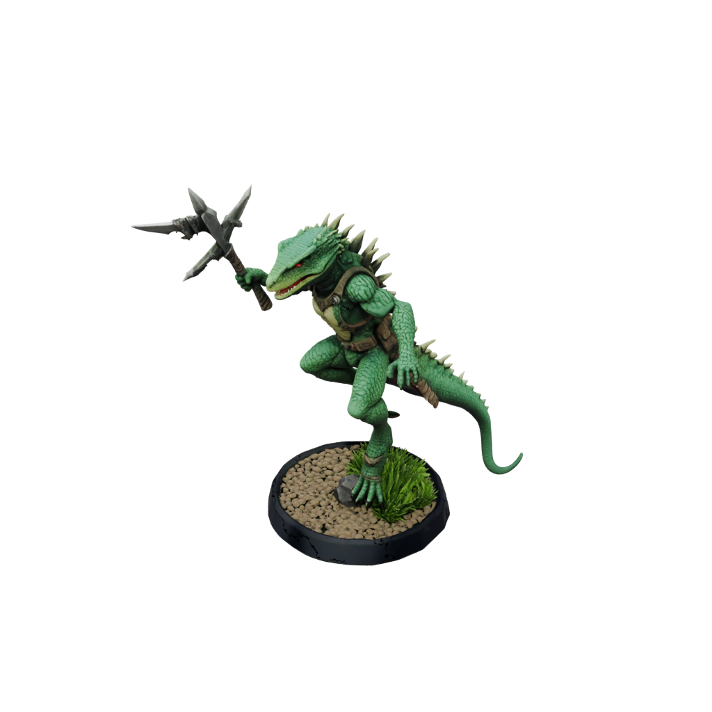 Camo Lizardfolk Hunter — tabletop minis 3D print model, STL