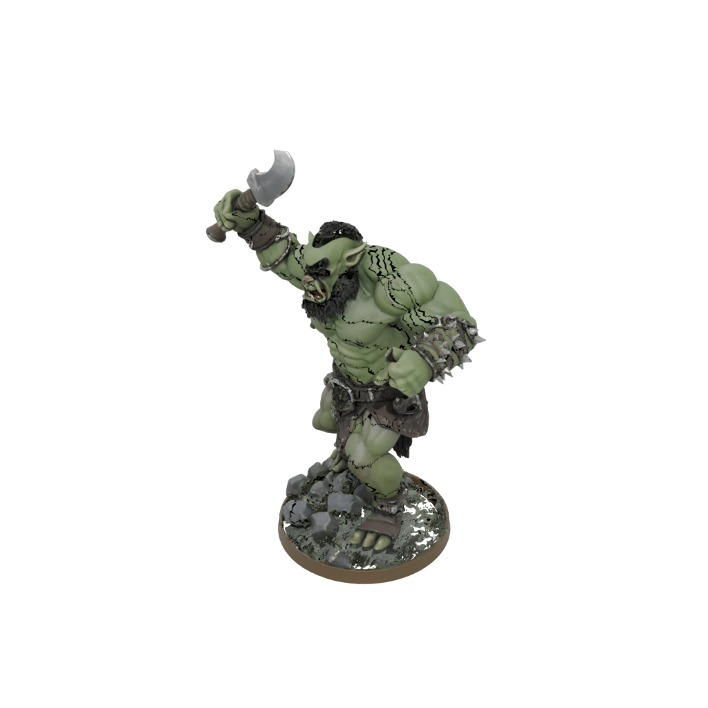 Camo Orc Brute With Cleaver — tabletop minis 3D print model, STL