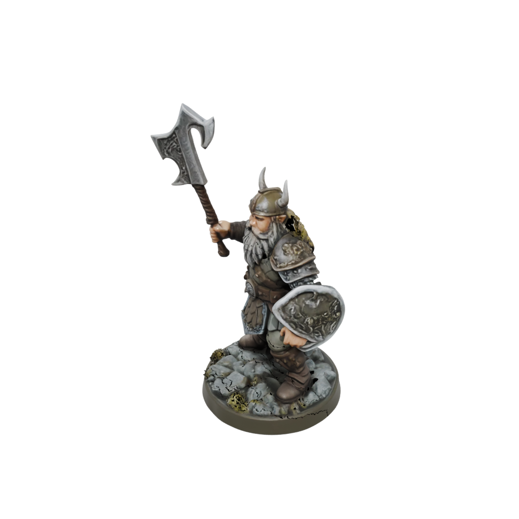 Camo Dwarf Warrior With Battleaxe — tabletop minis 3D print model, STL